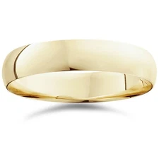5mm Dome High Polished Wedding Band 14K Yellow Gold