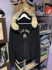 COMME CA ISM AVANT GARDE JAPANESE Black Full Zip Fur Hoodie Mens M