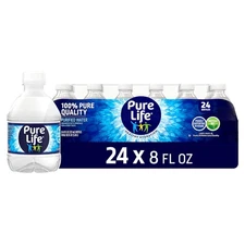 Pure Life Purified Water, 8 fl oz Bottles, 24 Pack, Enhanced with Minerals for T