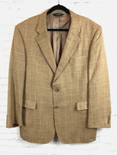 JOS. A. BANK beige silk wool linen check mens jacket blazer 46L