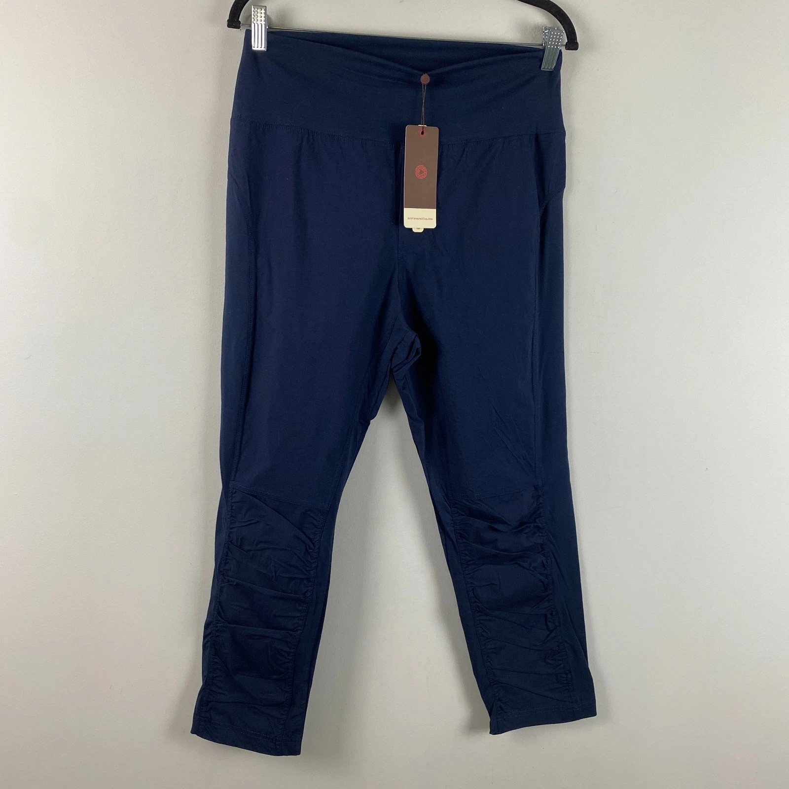 XCVI Wearables High Waist Jetter Crop Pants Womens Large Navy Blue Pull On