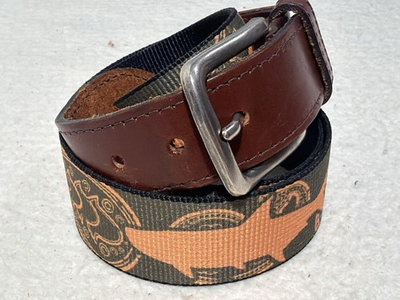 #ad Two Fins Shark Belt Mens 36 Canvas Leather Coastal Preppy Fishing $27.99