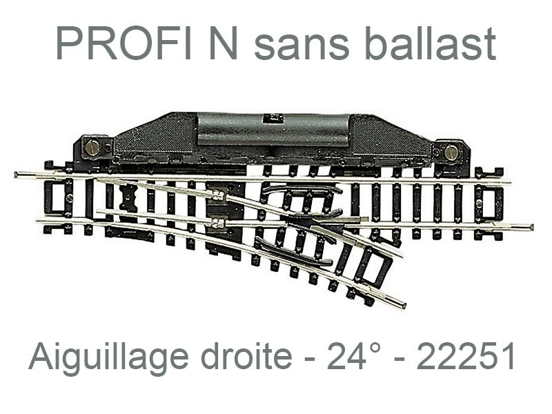 FLEISCHMANN Aiguillage droit à droite électrique 24° - Profi sans ballast - N 1/