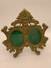 Vintage Brass Oval Double Picture Frame Victorian Baroque Home Decor