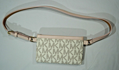 Michael Kors fanny pack belt womens vanilla cream with light powder blush pink