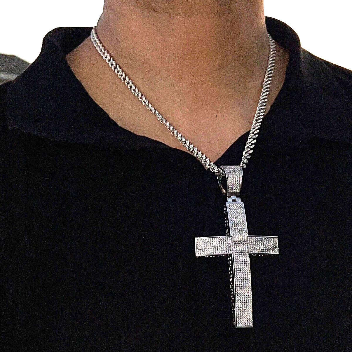 ネックレス SILVER925 Big CROSS PENDANT & 925 CHAIN 925 Sterling Silver Big Cross Pendant 3.25