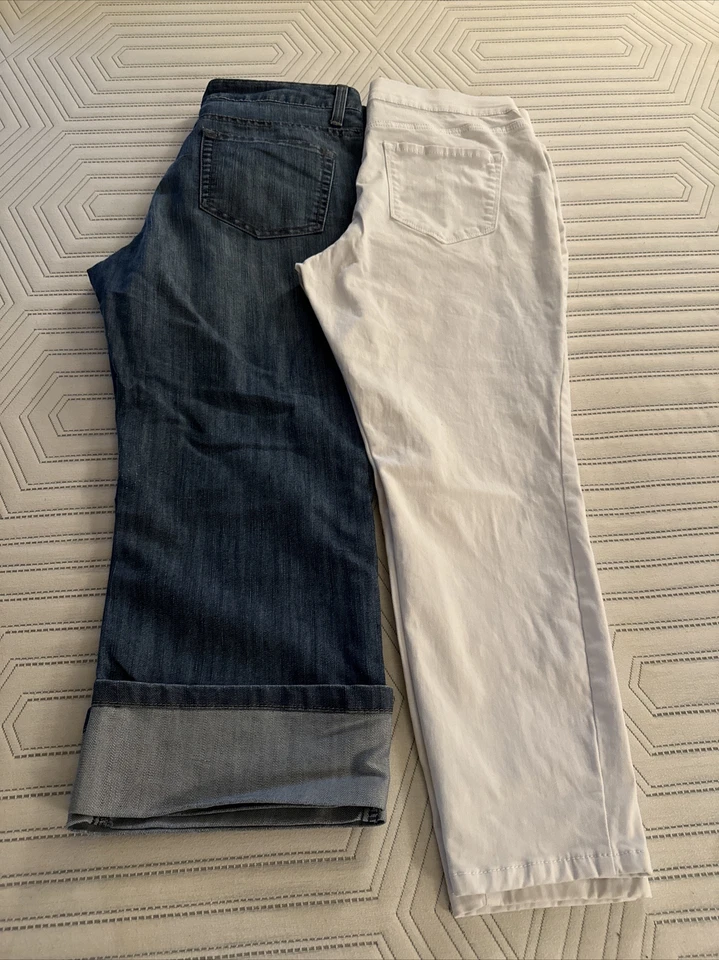 Usado en excelente estado ** 2 pares de pantalones capri para mujer ** Talla 10 Foto 2 de 4