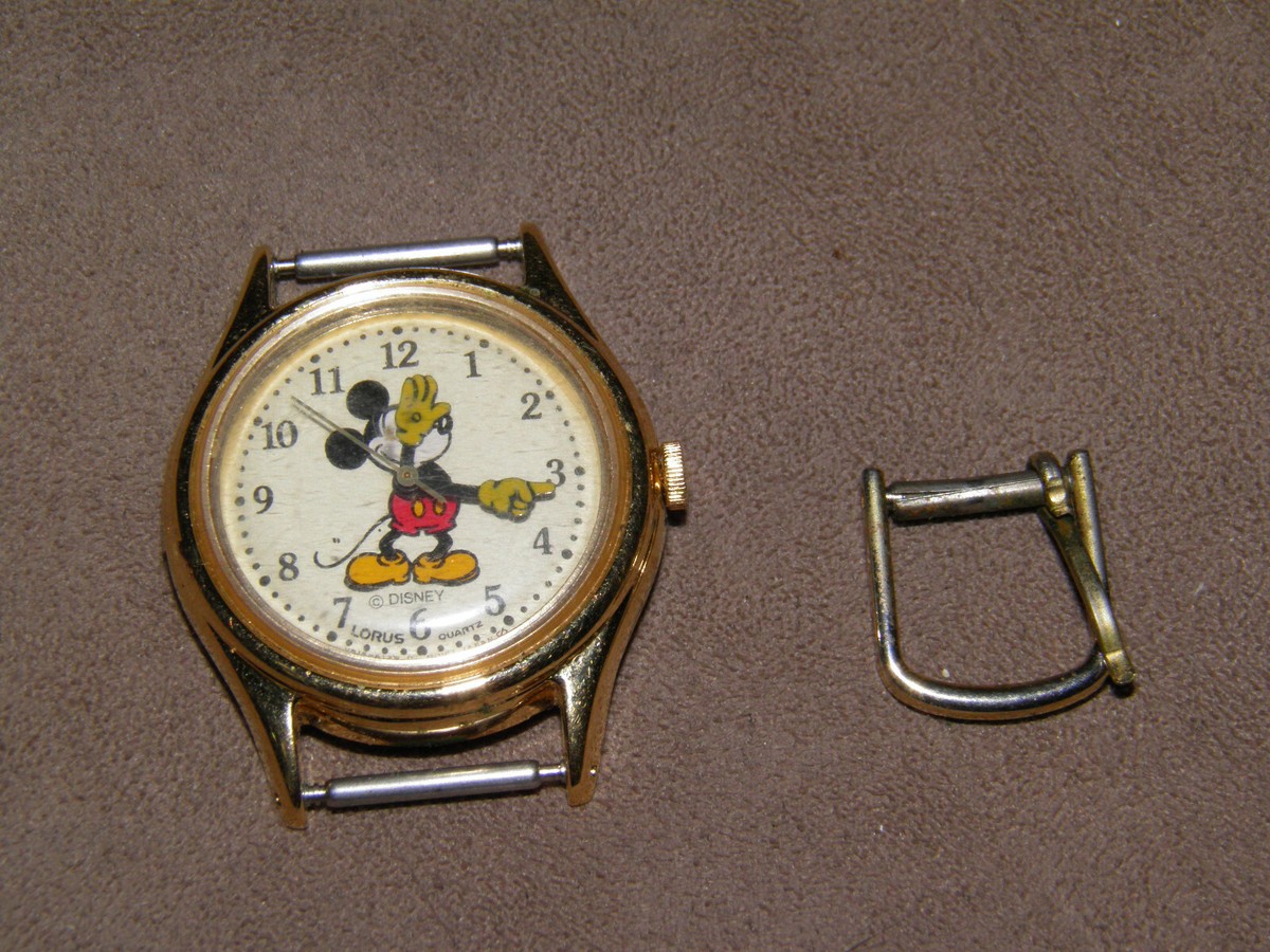 Vintage Disney Mickey Mouse Lorus Womens Watch Gold Tone 