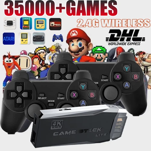 35000+ Retro Videospielkonsole 4K HD TV Spiel Stick + 2XWireless Controller 64GB - Bild 2 von 15