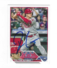 Autographed Signed DALTON GUTHRIE PHILADELPHIA PHILLIES 2023 Topps Card #398 COA