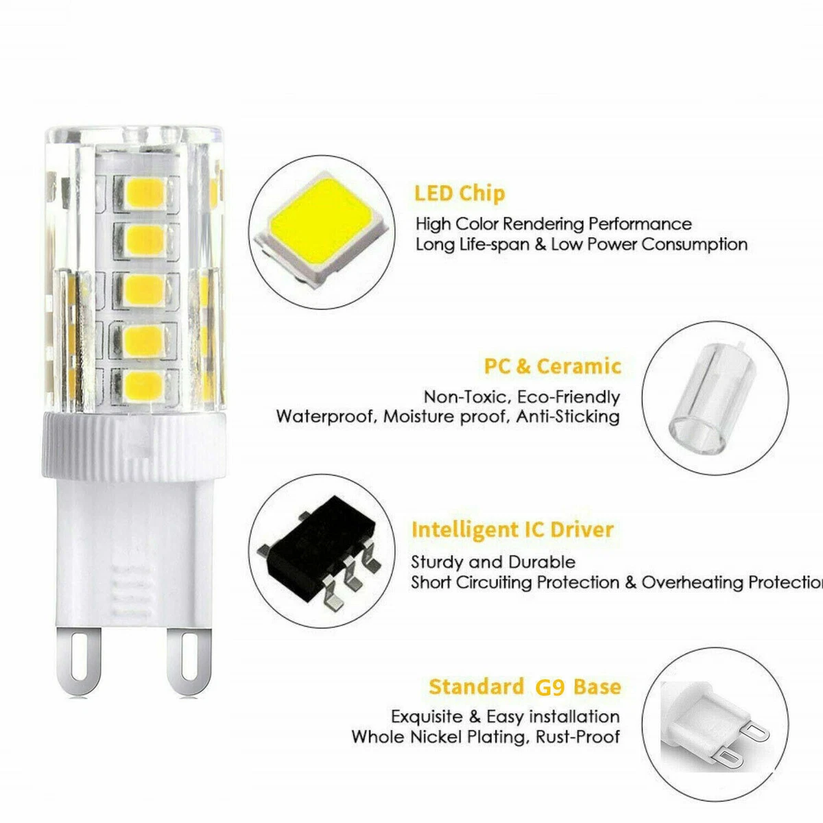 G9 5W 8W 12W LED Cerámica Cápsula Bombillas 2835 SMD Ahorro de Energía 220V Lámpara C