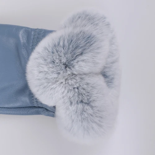 Women's Winter Genuine Leather Gloves Rex Rabbit Fur Warm Trim Cuff Velvet Lined - Picture 34 of 88