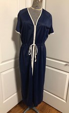vintage vanity fair nylon house robe jacket dress lingerie blue Large 70s 80s