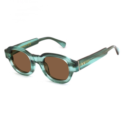XLAB Sunglasses mod. SUMBAWA  TRANSPARENT STRIPED GREEN / POLARIZED BROWN