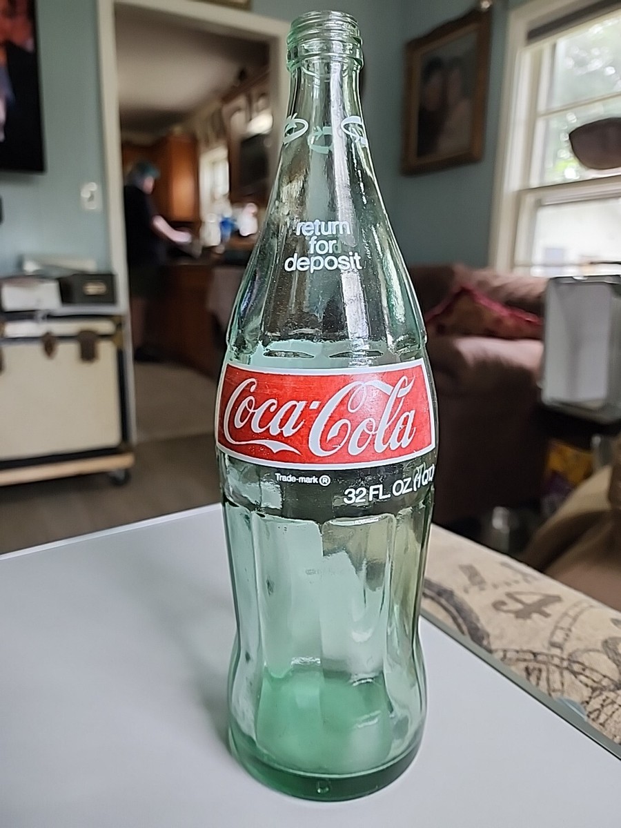 Vintage 1972 Coca-Cola Coke Green Glass 32 Fl. Oz. Bottle No Cap