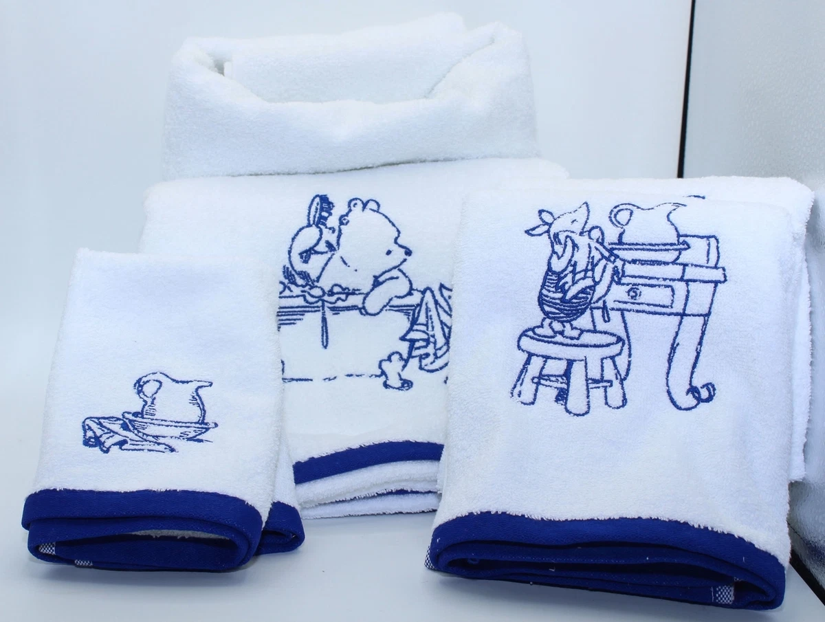 VTG Disney Winnie & Piglet Cotton Wash Cloths Bath Hand Towels Gift Box Set  of 6