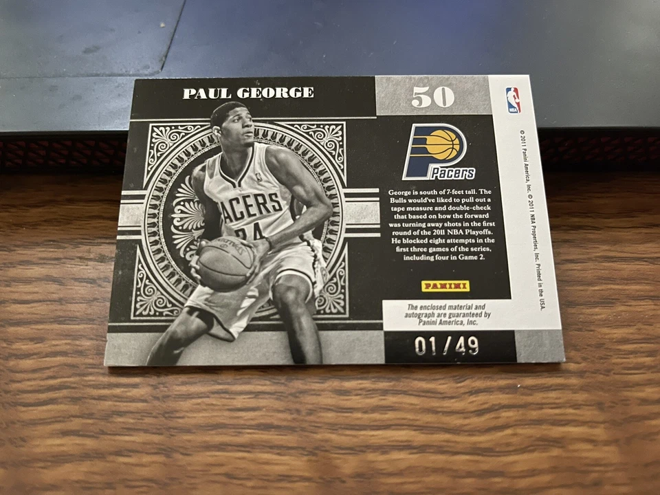 Camiseta Jumbo Paul George Panini National Treasures RC #1/49 2010/11 Novato Foto 2 de 2