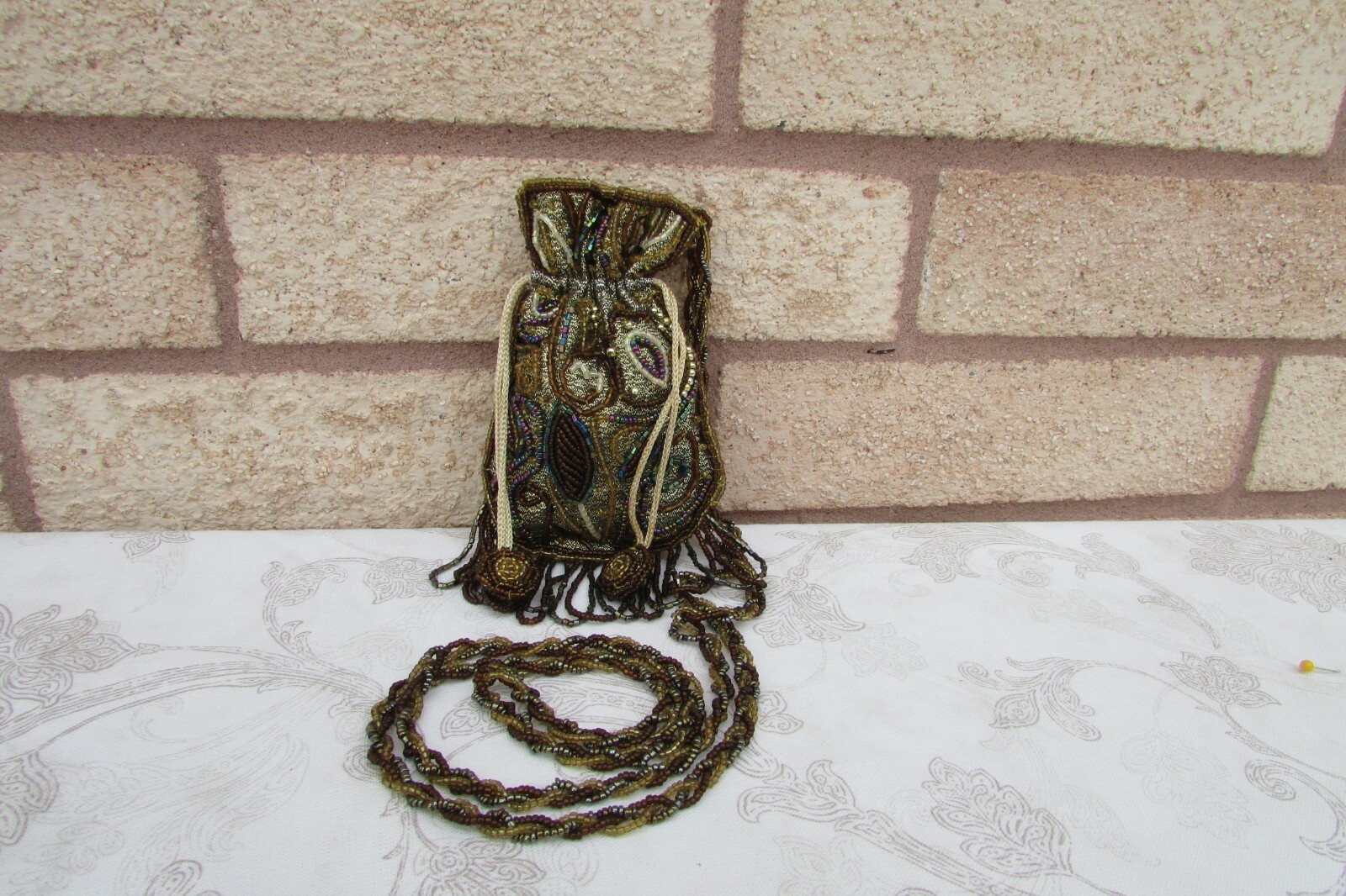 Hand Made Beaded Multicolor Mini Drawstring Fring… - image 7