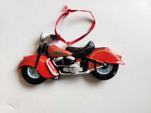 Vintage Kirt Adler Red Indian Motorcycle 1947 Christmas Ornament 1999 Decoration - 第 1/4 張圖片