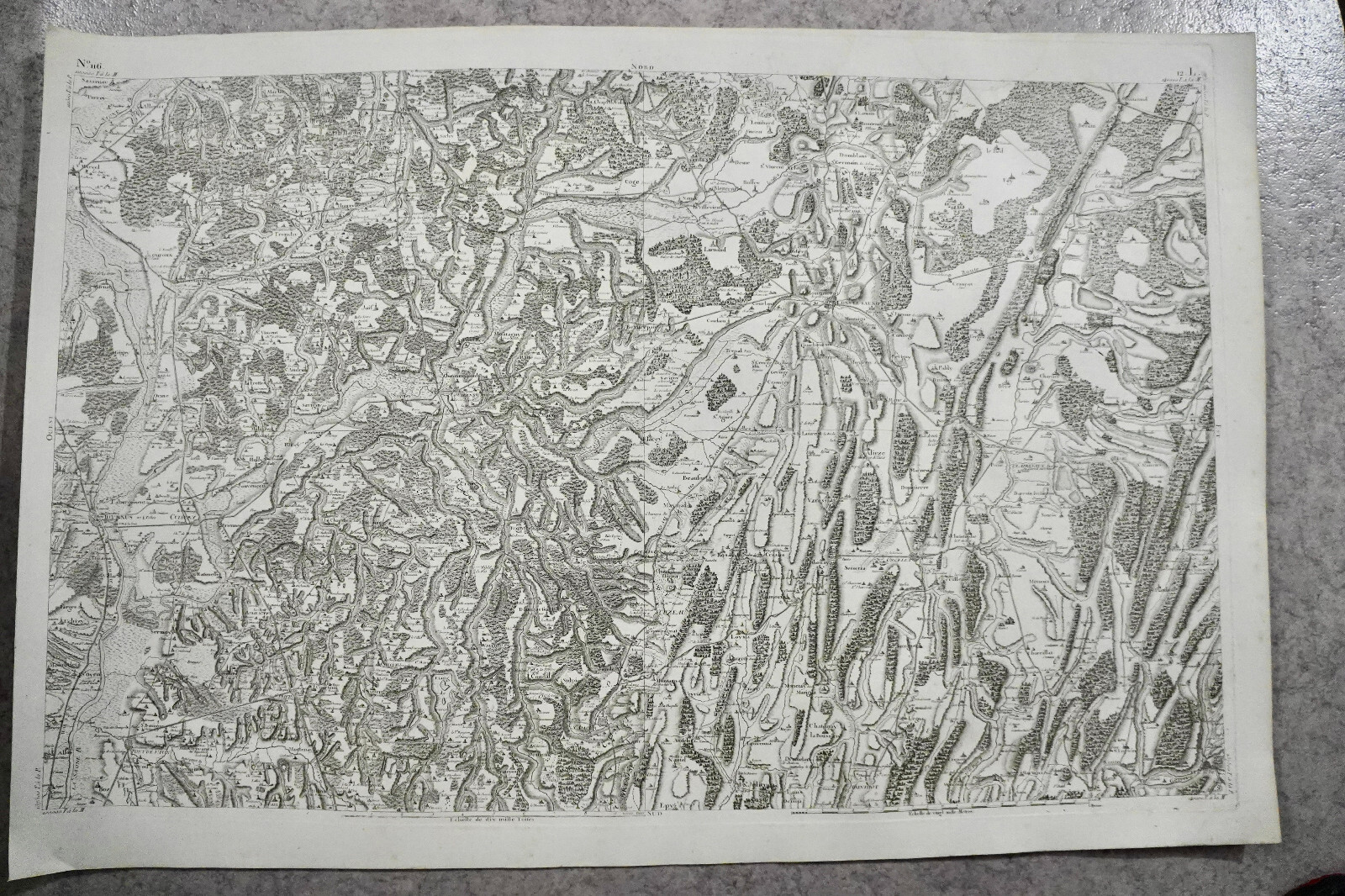 CASSINI CARTE IN PLANO 630mm X 950 mm,1808, LONS LE SAUNIER LOUHANS, n°116, 12L,