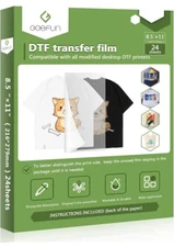 Goefun DTF Transfer Film Paper - 8.5x11 for Sublimation, 24 Sheets Double-Sided 