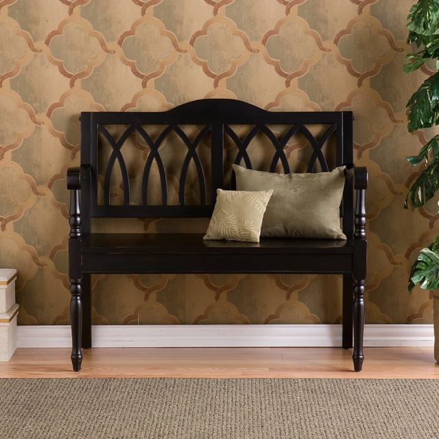 Copper Grove Summerhill Antique Black Finish Wood Bench For Sale