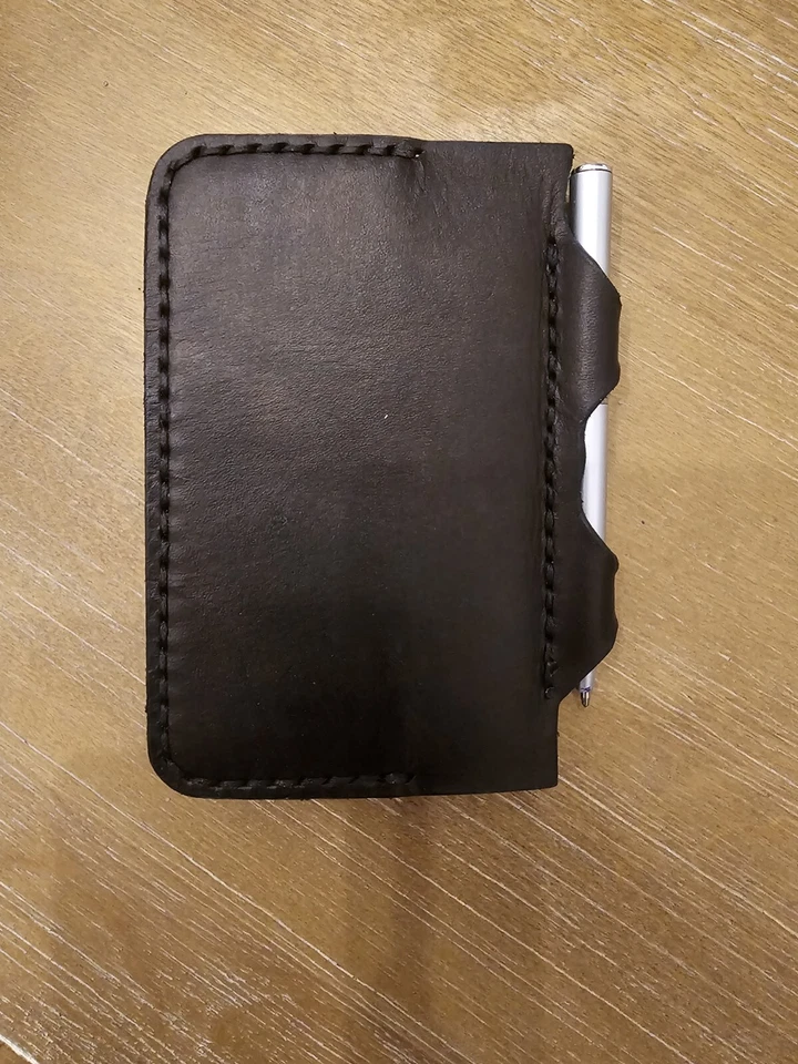 Handcrafted Leather Notepad Cover – Fits Moleskine Volant XS 2.5"x4" BLACK NEW - Image 4 of 4