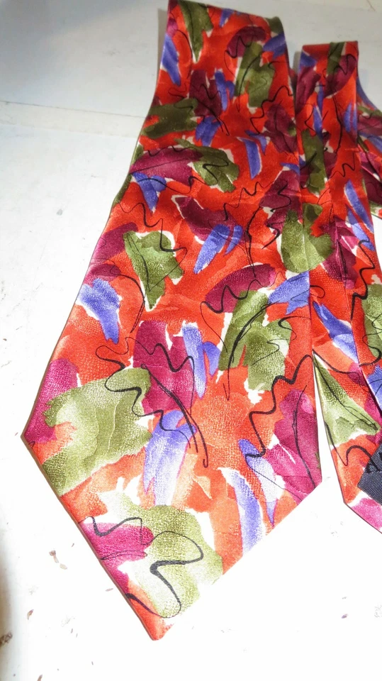 Jerry Garcia California Mission Collection 38 100% Seda Multicolor Hojas Naranja Foto 3 de 4