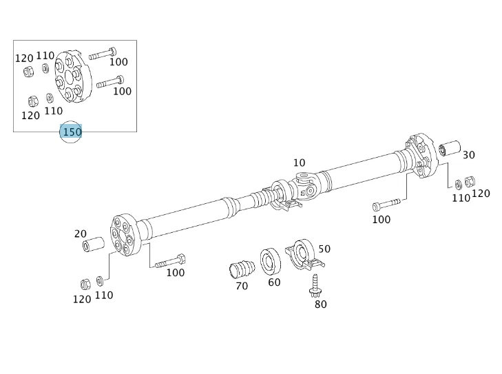 前传动轴柔性接头盘带安装硬件适用于 90-06 梅赛德斯-奔驰 — 第 3/4 张图片