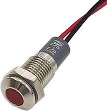 8mm/0.31" Signal Indicator Light, AC/DC 12V-24V Waterproof Panel Mount Red