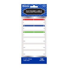 BAZIC File Folder Label 2 3/4" x 3/5", All Purpose White Labels, Assorted Color