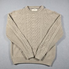 Weatherproof Vintage Men's Warm Cable Knit Sweater Brown Size Medium Long Sleeve