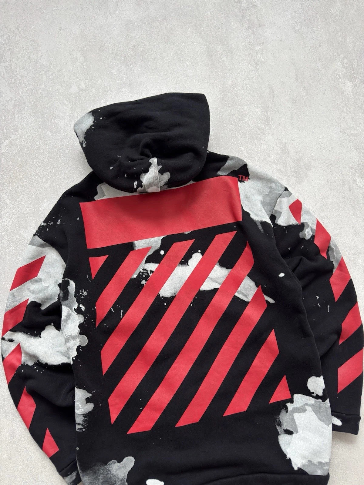 Felpa con cappuccio e zip Y2K Off White oversize macchie liquide all over