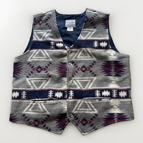VTG Great Canadian Rugged Wear Southwestern Aztec Wool Vest (XL)Gray Ranch Chore