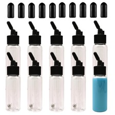 10 Pack 30ML Airbrush Plastic Bottles Jars with caps for Dual- Action Siphon ...