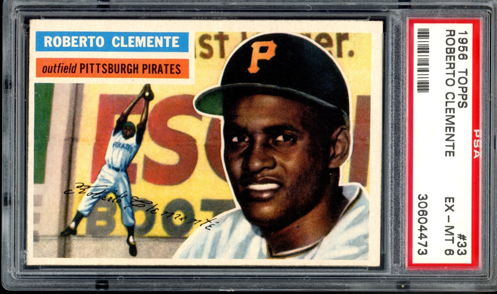 1956 Topps #33 Roberto Clemente Gray Back PSA 6 Vintage HOF Baseball Card (4473)