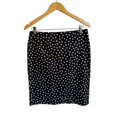 VTG Elliott Lauren Black White Polka Dot Pencil Skirt Women 6 Cotton USA Made