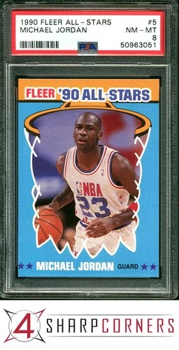 1990 FLEER ALL-STARS #5 MICHAEL JORDAN HOF PSA 8