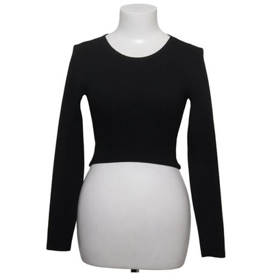 Zara, Crop Top, Größe: M, Schwarz, Einfarbig, Rippenstrick, Damen #DNp