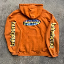 Vintage Billabong Quad Hit Hoodie Graphic Front Back Sleeve Surf Skate