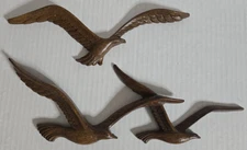 Homco Seagulls Birds in Flight Wall Art Décor Plastic Faux Wood 2 Piece 1981 Vtg
