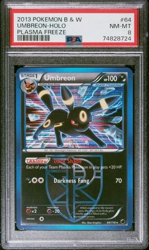 Pokémon Umbreon Team Plasma Plasma Freeze 64/116 PSA 8 Holo Rare English Card