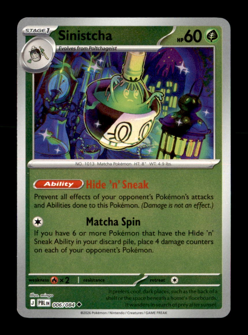 Sinistcha 006/084 Uncommon Pitch Black Pokemon Reverse Holo Near Mint