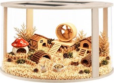 PROLEE 40" Round Hamster Cage Large Wood Acrylic Small Animal Habitat RHS001
