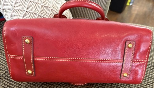 Dooney Bourke Red Cameron Florentine Vacchetta Leather Satchel Handbag Luxe - Picture 15 of 16