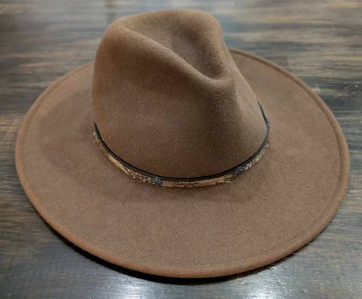 Men's Stetson Mountain Sky Crushable 100% Wool Felt Aussie Hat Brown Size Small