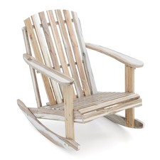 Adirondack Rocking Chair w/Slatted Seat  High Fanned Back for Backyard, Porch