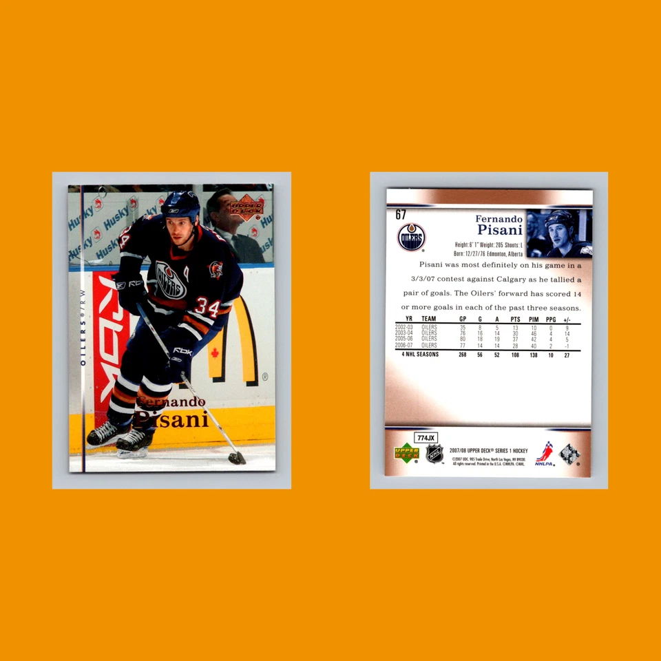 Fernando Pisani #67 2007 Upper Deck Edmonton Oilers Hockey Card NHL NM - Image 3 of 3