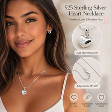 925 Sterling Silver Heart Necklace Snake Chai...