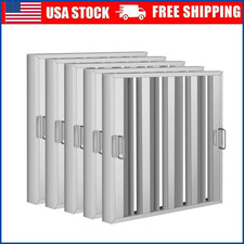 5Packs 15.5/19.5/24.5H Commercial Exhaust Hood Grease Filters 5-Grooves Baffles